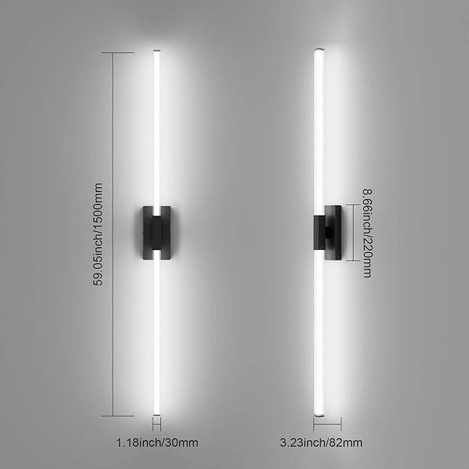 Ralbay 59inch Matte Black Vanity Light