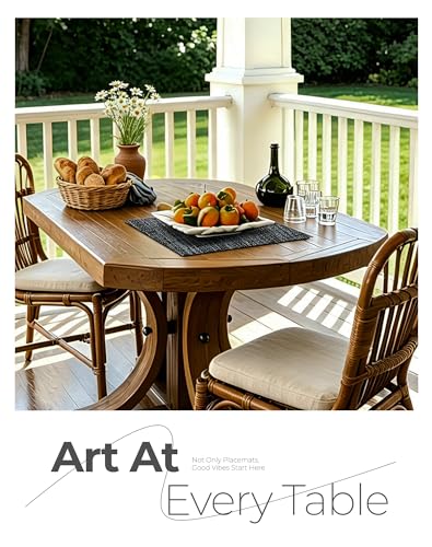 Black and Grey Woven Placemats Set of 8 (8 Count)