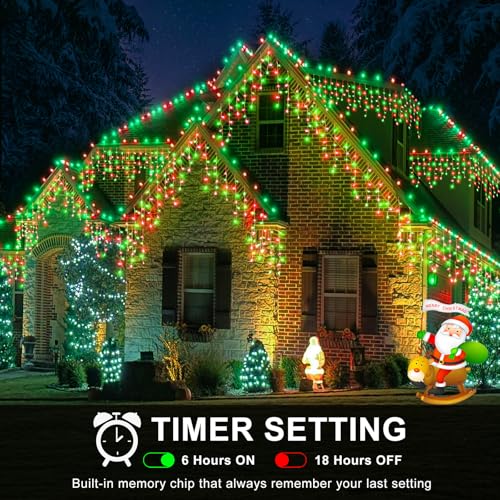 66FT 640 LED Icicle Lights for Outside 8 Modes 120 Drops