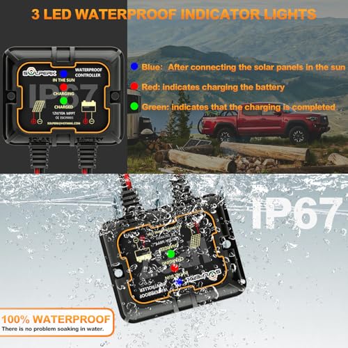 Solar Panel Kit 10W 12V Waterproof Solar Battery Trickle Charger
