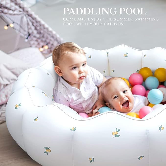Inflatable Baby Pool, Portable Paddling Baby Swimming Pool, Toddlers for Ages 0-3 Years Girls and Boys, Indoor& Outdoor, Garden and Backyard Summer Water Party, 35.4x9.8 in(White)