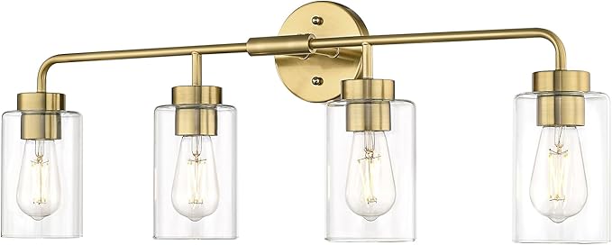 zeyu 4-Light Bathroom Light Fixtures, 31 Inch Wall Sconce Lighting, Brushed