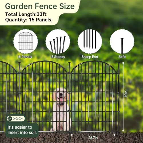 15 Panels No Dig Decorative Garden Fence (15 Count)