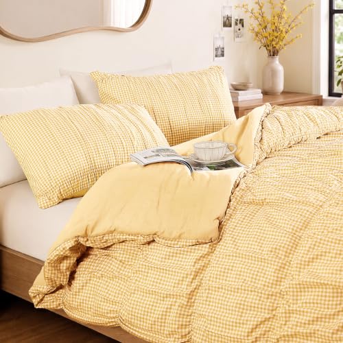 Yellow Gingham Full Size Comforter Sets