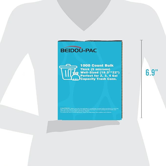 2-4 Gallon Trash Bags, 1000 Count Bulk Value Pack, Clear Plastic Recycling Bags, Small Multi-purpose Garbage Bags for Business Home Bathroom Kitchen Commercial and Industrial