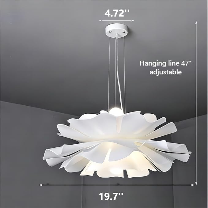 LIGHTLAND 2-Lights Acrylic Flower Pendant Light, Modern Minimalist Creative