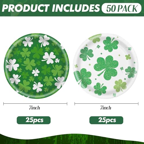50 PCS St Patrick's Day Paper Plates (50 Count)