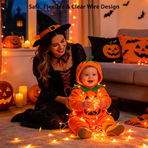 300 LED Orange Lights for Halloween Indoor Outdoor Decor (99 Foot)