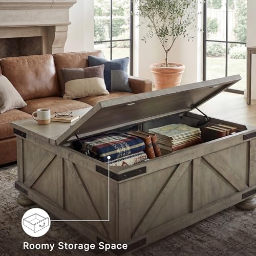 Aldwin Farmhouse Square Coffee Table with Lift Top for Storage