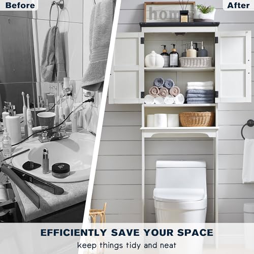 67" Farmhouse Over The Toilet Storage Bathroom Cabinet