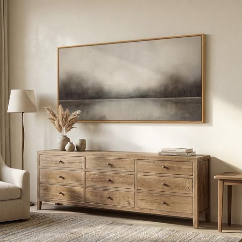 Large Framed Neutal Abstract Landscape Wall Art for Living Room