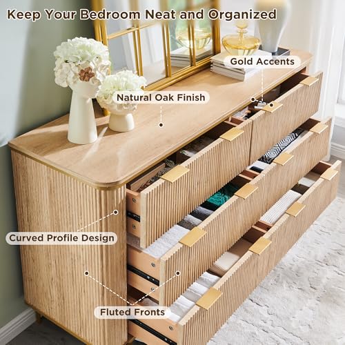 6 Drawer Dresser Fluted Design
