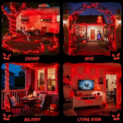 66ft 200 LED Red Halloween Indoor Outdoor String Lights Plug in (66 Foot)