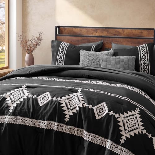 Embroidery Oversized Queen Comforter Set 7 Pieces Bed in a Bag