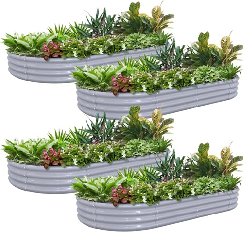 4 Pack 6x3x1FT Galvanized Raised Garden Bed Large Metal Planter Box Kit Elevated Raised Garden Planters for Outdoor Plants (4 Count)