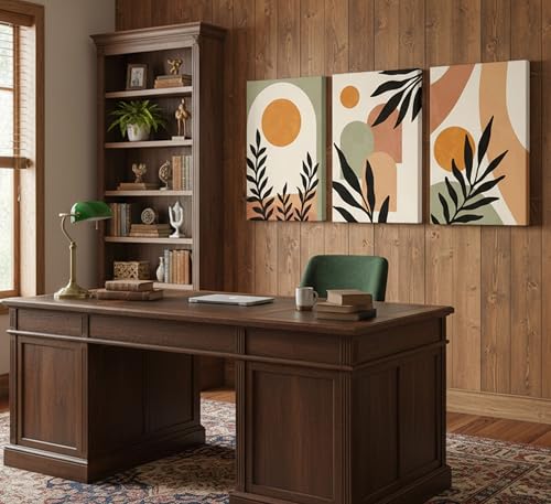 3 Pcs Mid Century Modern Boho Sun Canvas Wall Art 16x24in (3 Count)