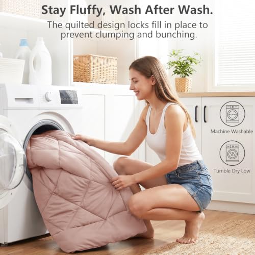 Queen Comforter Set with Sheets Dusty Pink