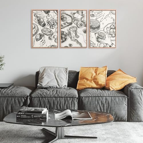 Large Retro Sketch Cheers Framed Canvas Wall Art