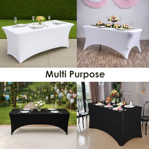 2 Pack 8ft Black Spandex Tablecloth (2 Count)