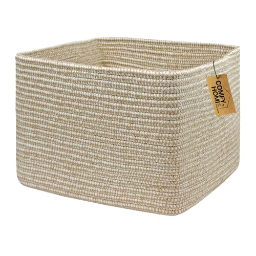 Cotton Rope Woven Basket with Handles for Shelves