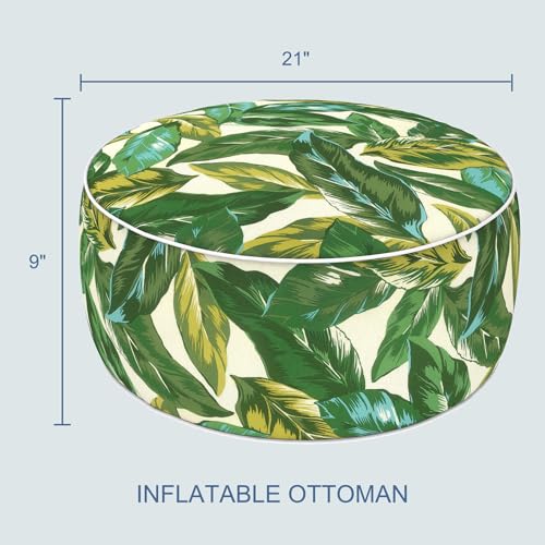 Indoor Outdoor Inflatable Ottoman with Handle D21 x H9 Inch