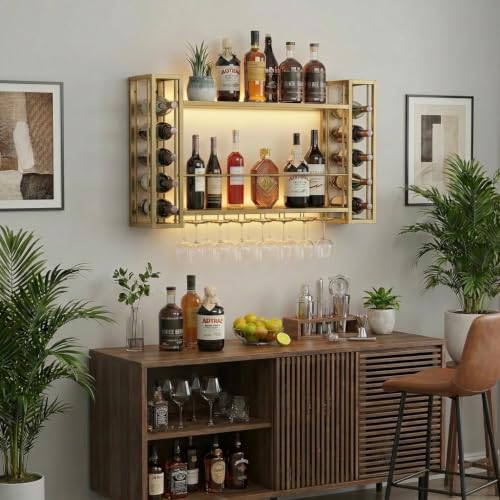 31.5" Wine Rack Wall Mounted with LED Lights