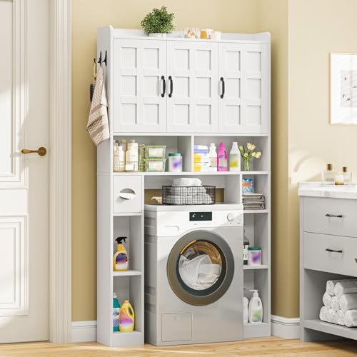 Farmhouse Over The Toilet Storage Cabinet with 3 Barn Doors