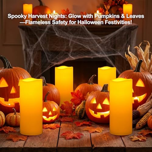12"x5" Large Waterproof Outdoor Flameless Candles with Remote Timer (2 Count)