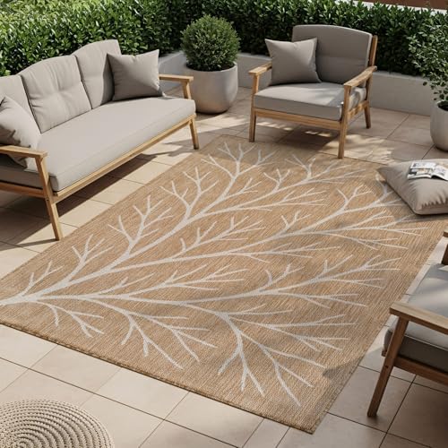 Washable Indoor Outdoor Rug 9x12 Modern Area Rugs Branch Pattern Non Shedding Waterproof Easy Clean Patio Deck Porch Living Room Bedroom Garden RV (108 Sq Ft)