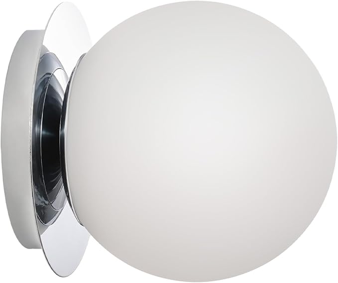 Modern Glass Globe Wall Sconce: Chrome Single Light
