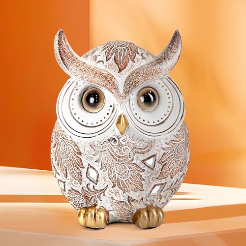 Owl Statue and Figurine for Home Decor Accents Adorable Owl for Shelf Bookshelf Bedroom Living Room Office Table Desk Modern Decorations Animal Sculpture for Birds Lovers