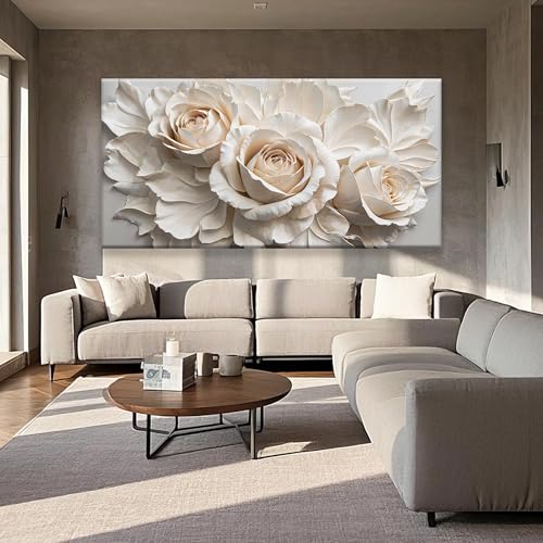 Large Wall Art For Living Room Prints Home Wall Decor Modern Canvas Art Wall Decor 35 X 70 Inches White Flower Wall Art Elegant Flower Painting Picture For Bedroom Hotel Office Artwork