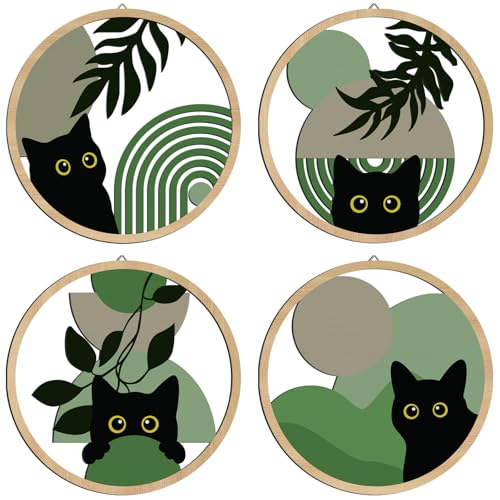 Sage green Cat Wall Art Sage green C at Room Decor Aesthetic (4 Count)