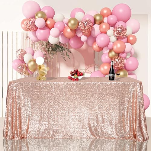 Sequin Tablecloth 60x102 Inch Rose Gold for Wedding Party