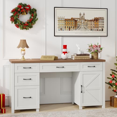 Farmhouse 61'' Executive Desk with 5 Drawers