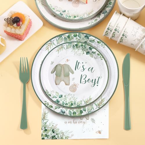 Sage Green Baby Shower Decorations Boy (168 Count)