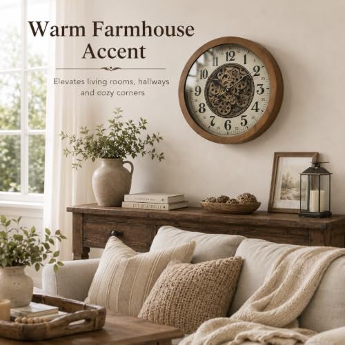Large Real Moving Gears Wall Clocks for Living Room Decor