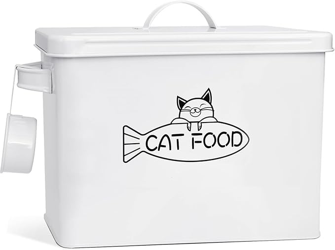 Large Dog and Cat Food Storage Container, Farmhouse Pet Food Storage Containers with Lid and Dry Food Scoop, Durable Airtight Cat Container 12-13 lbs Capacity, Great Gift for Pet Owners