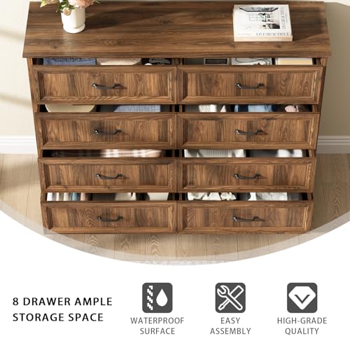 Farmhouse 8 Drawer Dresser for Bedroom