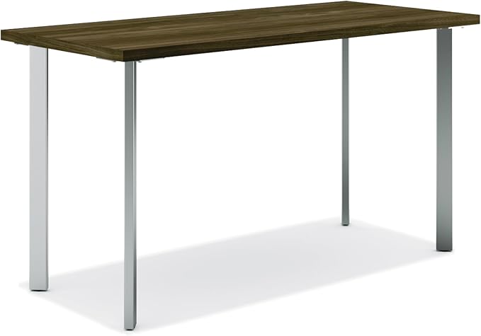 HON Coze Home Office Desks, Sturdy Table Computer Desk, 48", Walnut Top, Silver Base