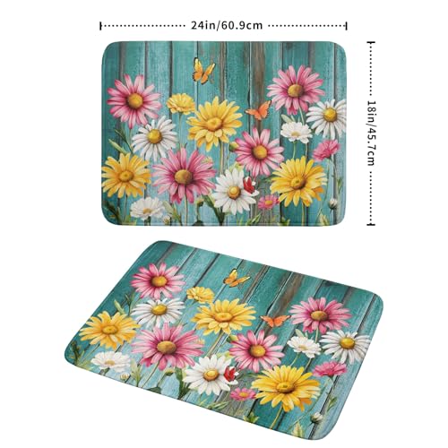 Farmhouse Flower Dish Drying Mat for Kitchen Counter Spring Summer Floral Country Super Absorbent Reversible Microfiber Kitchen Countertop Protector Dishes Pad Large 18x24 inch