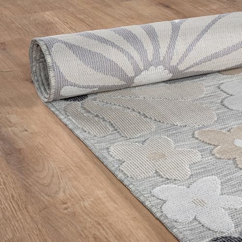 Outdoor Rug 5x7 Modern Floral Tropical Area Rugs for Outdoor and Indoor Patio Easy to Clean Non Shedding Living Room Porch Garden Washable Outside Carpet (35 Sq Ft)