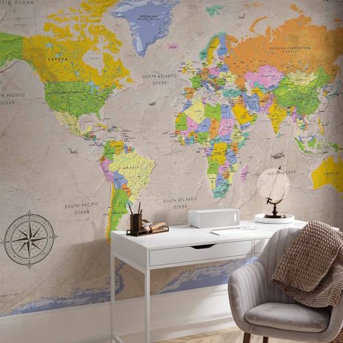 Wall Mural World Map 79x55 in (30.13 Sq Ft)