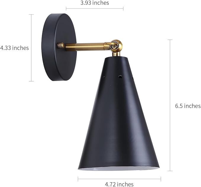MWZ Modern Black Wall Sconces Lighting, 2 Pack Gold Rustic Lamp Fixture
