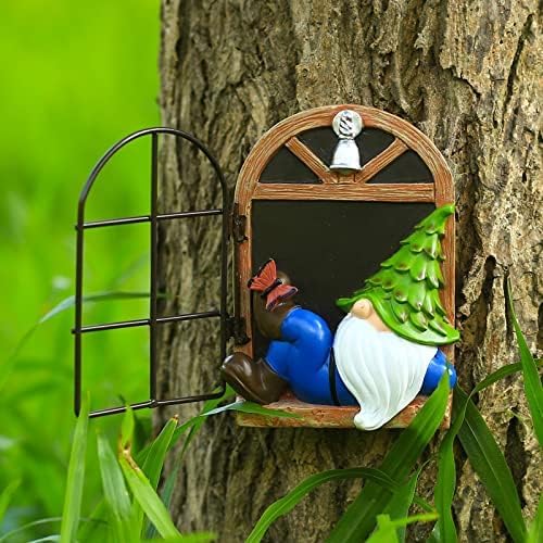 Whimsical Fairy Garden Gnome Statue, Tree Faces Decor Outdoor -5.9 Inch, Funny Garden Tree Decoration,Ideal Patio Yard Lawn Porch Decoration