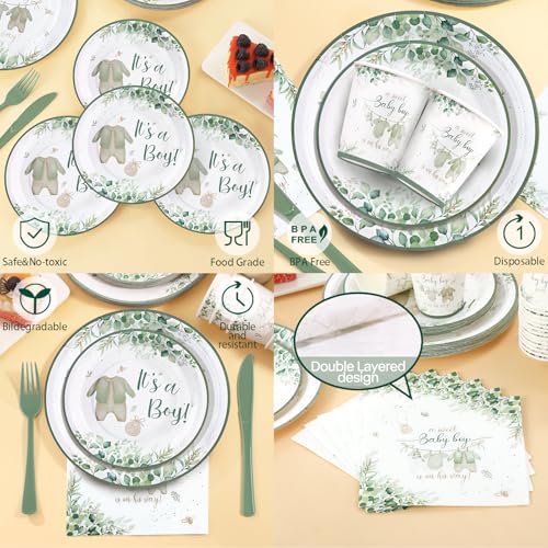Sage Green Baby Shower Decorations Boy (168 Count)