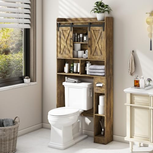Over The Toilet Storage Cabinet with Sliding Doors