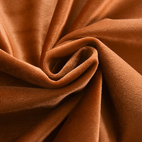 Super Soft Rustic Velvet Pumpkin Orange Blackout Drapes Room Darkening Curtains Panel Grommet Drapery 52 by 120
