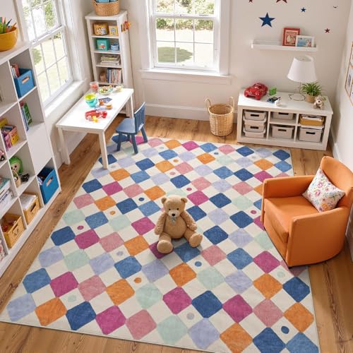 8x10 Kids Playroom Rug Washable Colorful Nursery Play Mat Berries (80 Sq Ft)