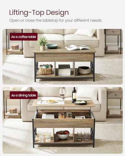 Lift Top Coffee Table with Storage Shelf